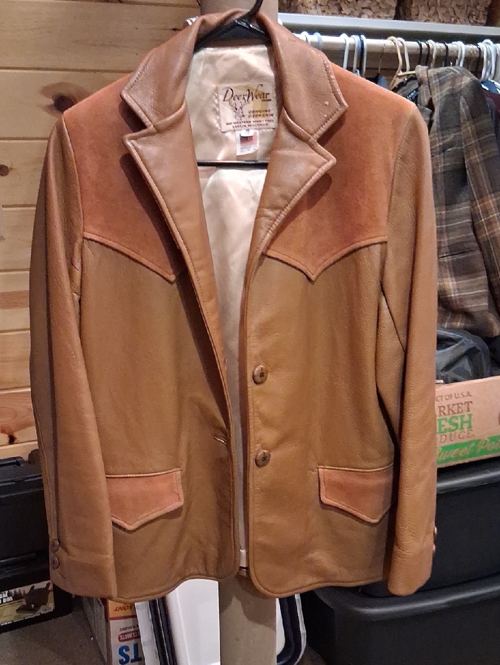 Vintage Men's Tan Leather Western Jacket DEER LEATHER